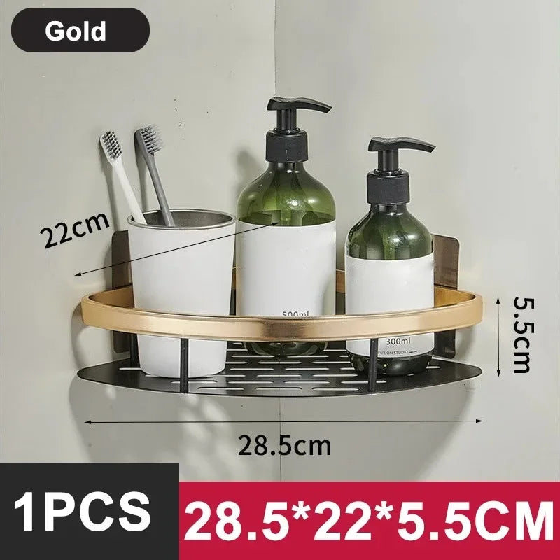 Aluminum Alloy No-Drill Shower Shelf - Shampoo Rack Organizer for Bathroom & Kitchen, Everstock