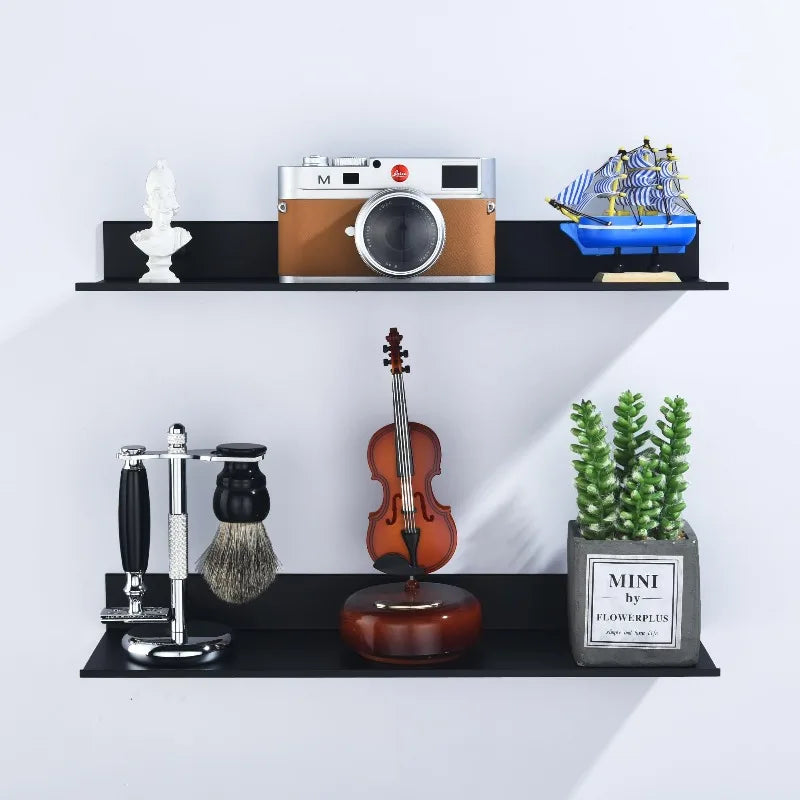 Modern Wall Shelf - Black Bathroom & Shower Storage Rack, 15-50cm Sizes, Everstock