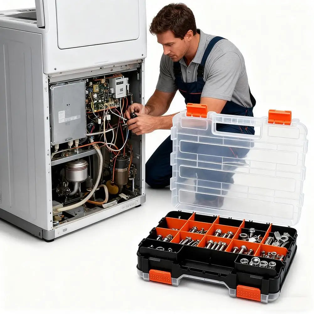 Hardware Storage Organizer Box - 34 Compartments with Dividers for Screws, Nuts & Bolts, Everstock