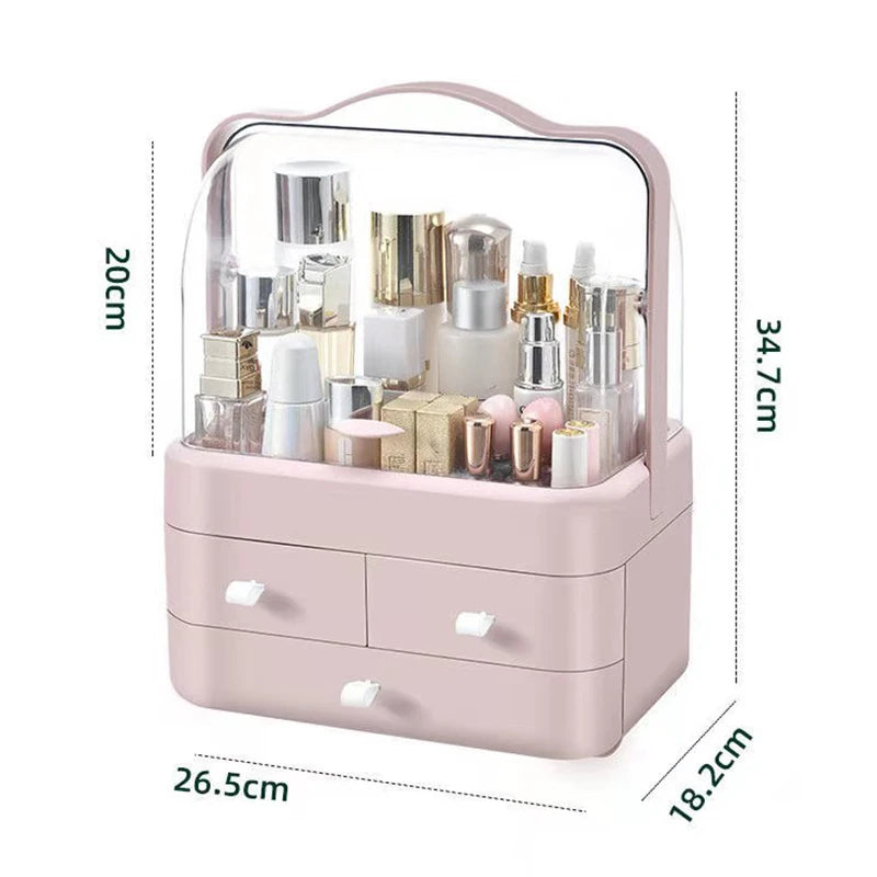 Countertop Cosmetic Organizer - Waterproof Storage with Lid & Drawer for Dresser & Bathroom, Everstock