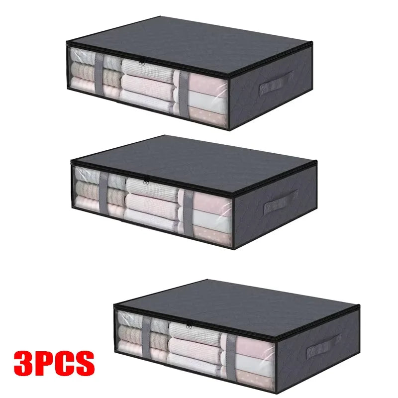 Under-Bed Storage Bags - Foldable PVC Containers for Blankets, Bedding & Shoes, Bedroom Space Saving, Everstock