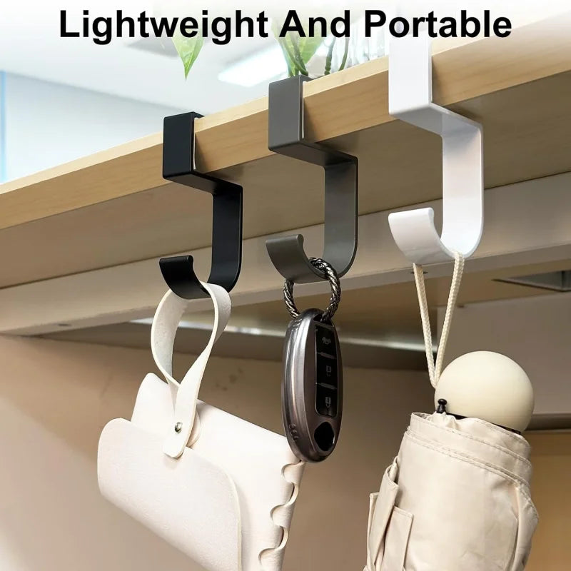 Under-Desk Hook Organizer - Anti-Slip Iron Bag Hanger in Black or White for Desk Edges and Office Use, Everstock