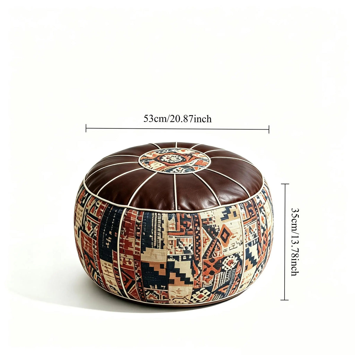 Unstuffed Pouf Ottoman Cover - Bohemian Faux Leather Floor Cushion You Fill with Blankets and Clothes, Everstock