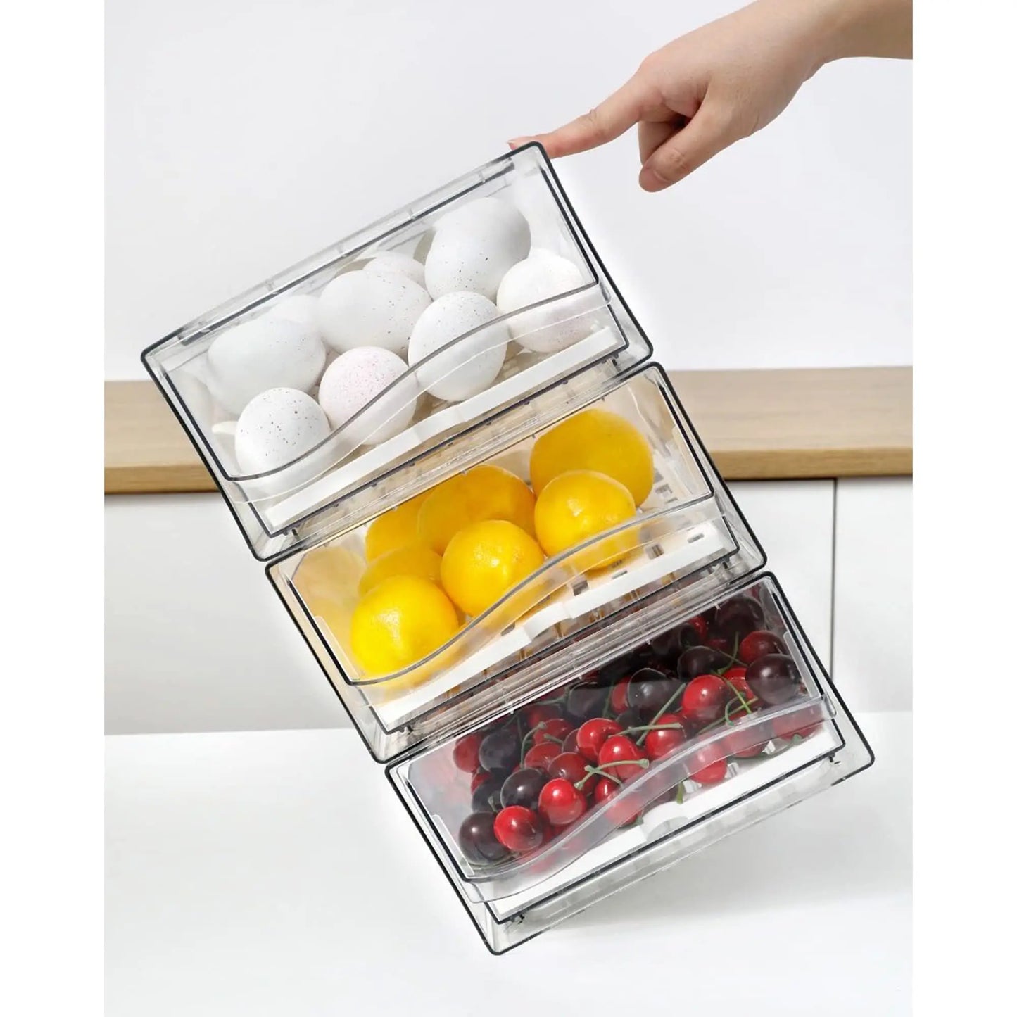 Stackable Refrigerator Organizer Bins - Reusable Fridge Storage Containers for Kitchen Drawers, Everstock
