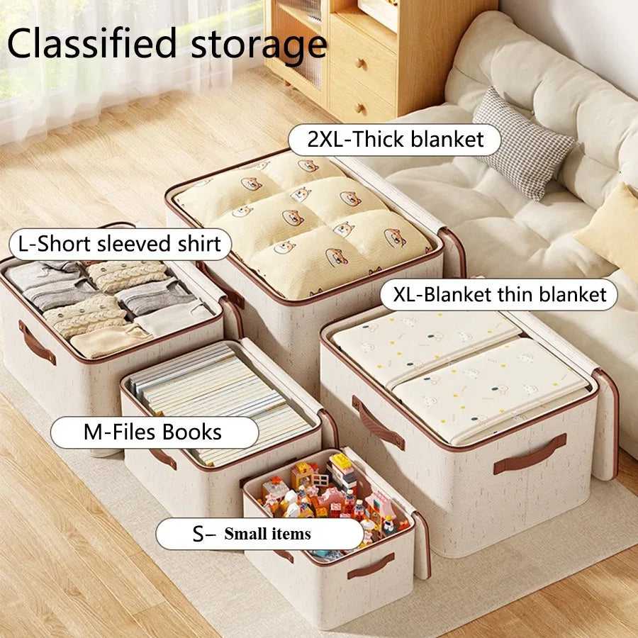 Clothing Storage Bags with Zipper - Non-Woven Linen-Cotton Closet Organizer for Bedding, Sweaters and Seasonal Clothes, Everstock