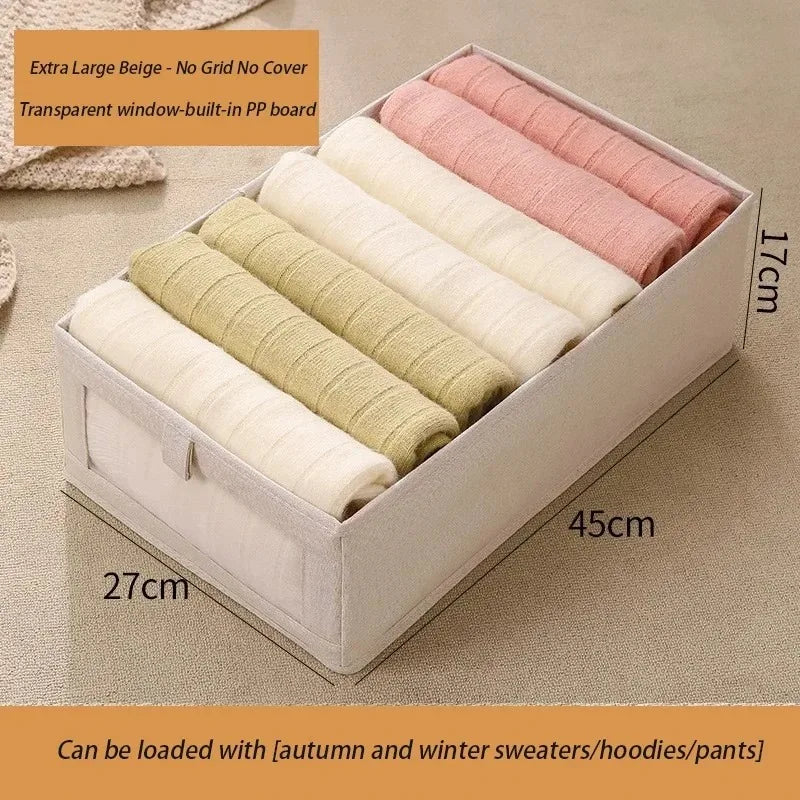 Portable Fabric Storage Boxes - Foldable Pants & Clothes Organizer for Bedroom Wardrobe Drawers, Everstock