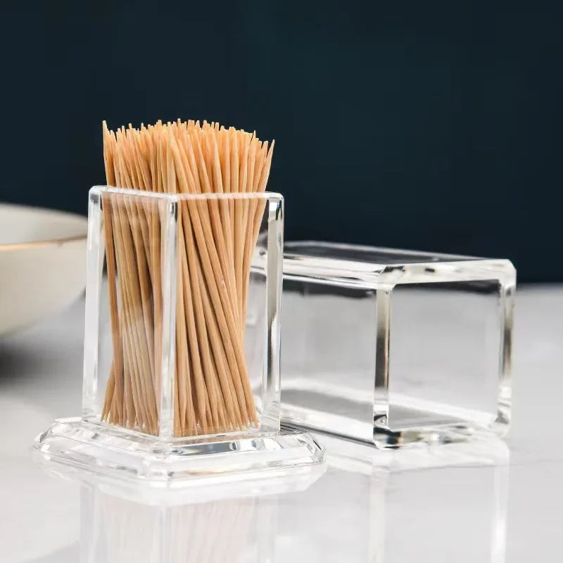 Toothpick Box Thickened Acrylic Transparent Square Portable Creative Convenient Life Home Living Room Storage Box