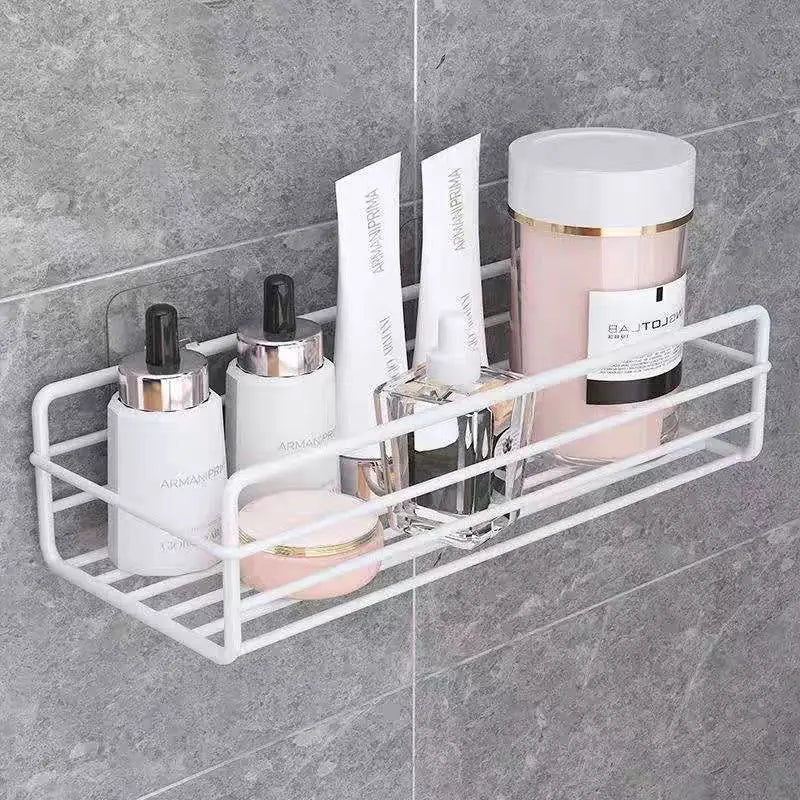 Black Iron Corner Caddy Rack - Punch-Free Shower Storage Shelf, Everstock