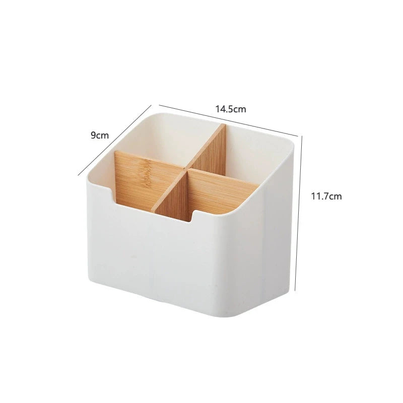 Bamboo Desktop Storage Box - Remote Control & Stationery Organizer for Home & Office, Everstock