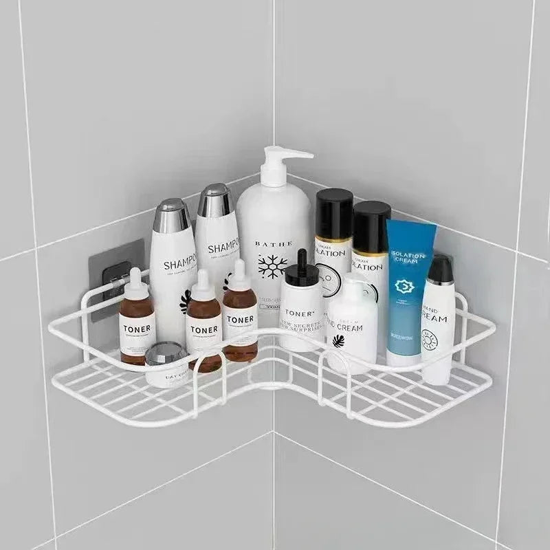 Wall-Mounted Corner Storage Shelf - Iron Shampoo Holder & Shower Drain Basket, Everstock