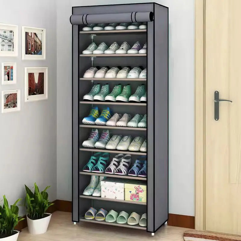 Dustproof Shoe Cabinet - Non-Woven Fabric Shoe Rack with Steel Frame, 5 to 9 Lattices for Entryway Storage, Everstock