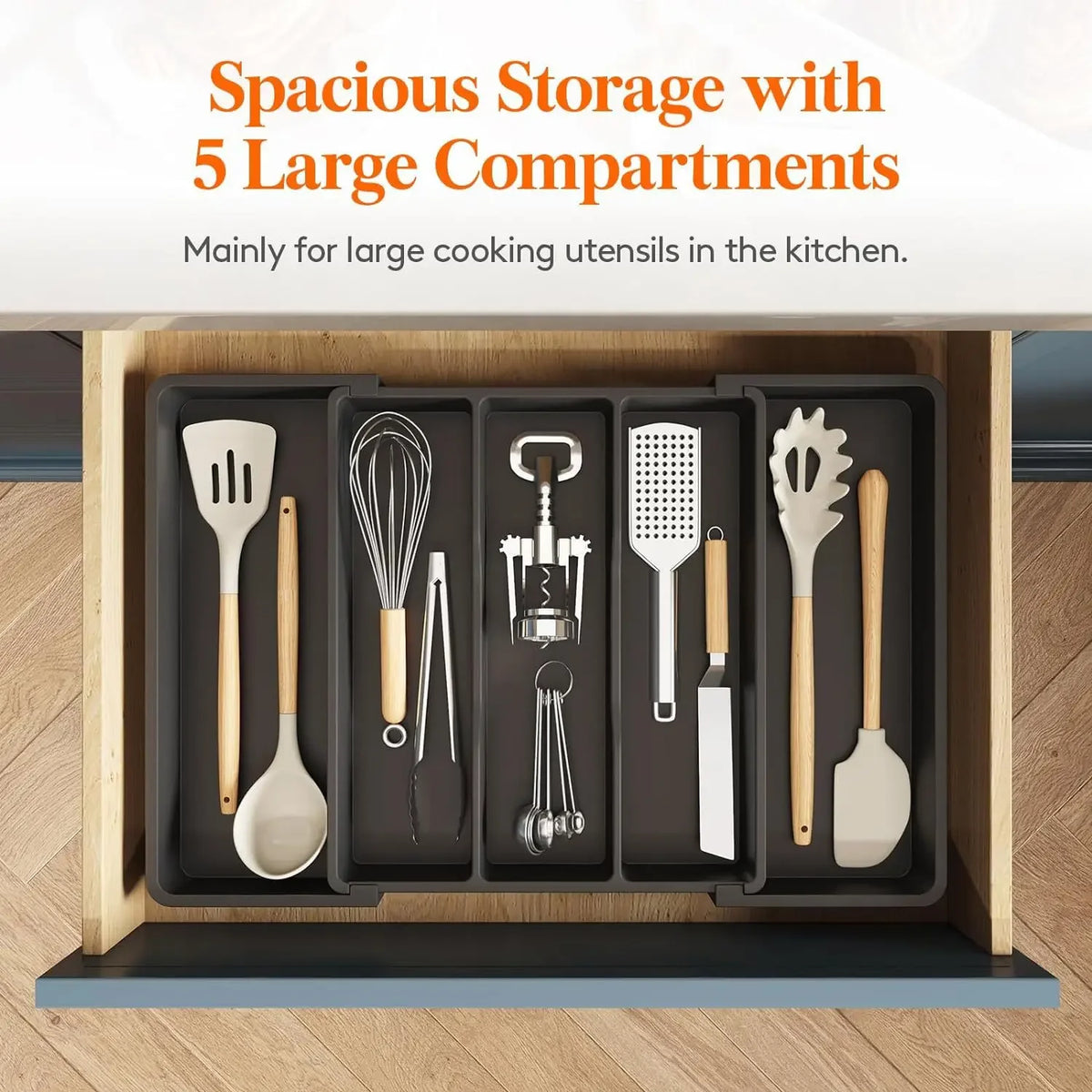Expandable Cutlery Drawer Organizer - Adjustable Utensil Tray for Spoons, Forks & Knives, Kitchen Drawer, Everstock