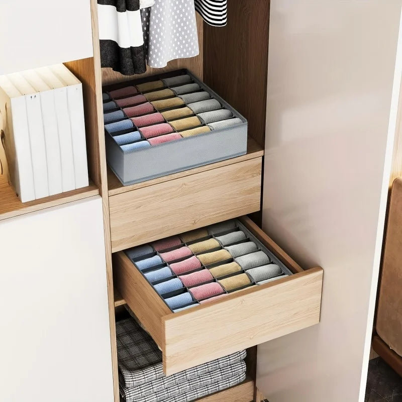 24-Grid Fabric Storage Organizer Box - Foldable Sock & Underwear Divider for Closet Drawers, Everstock