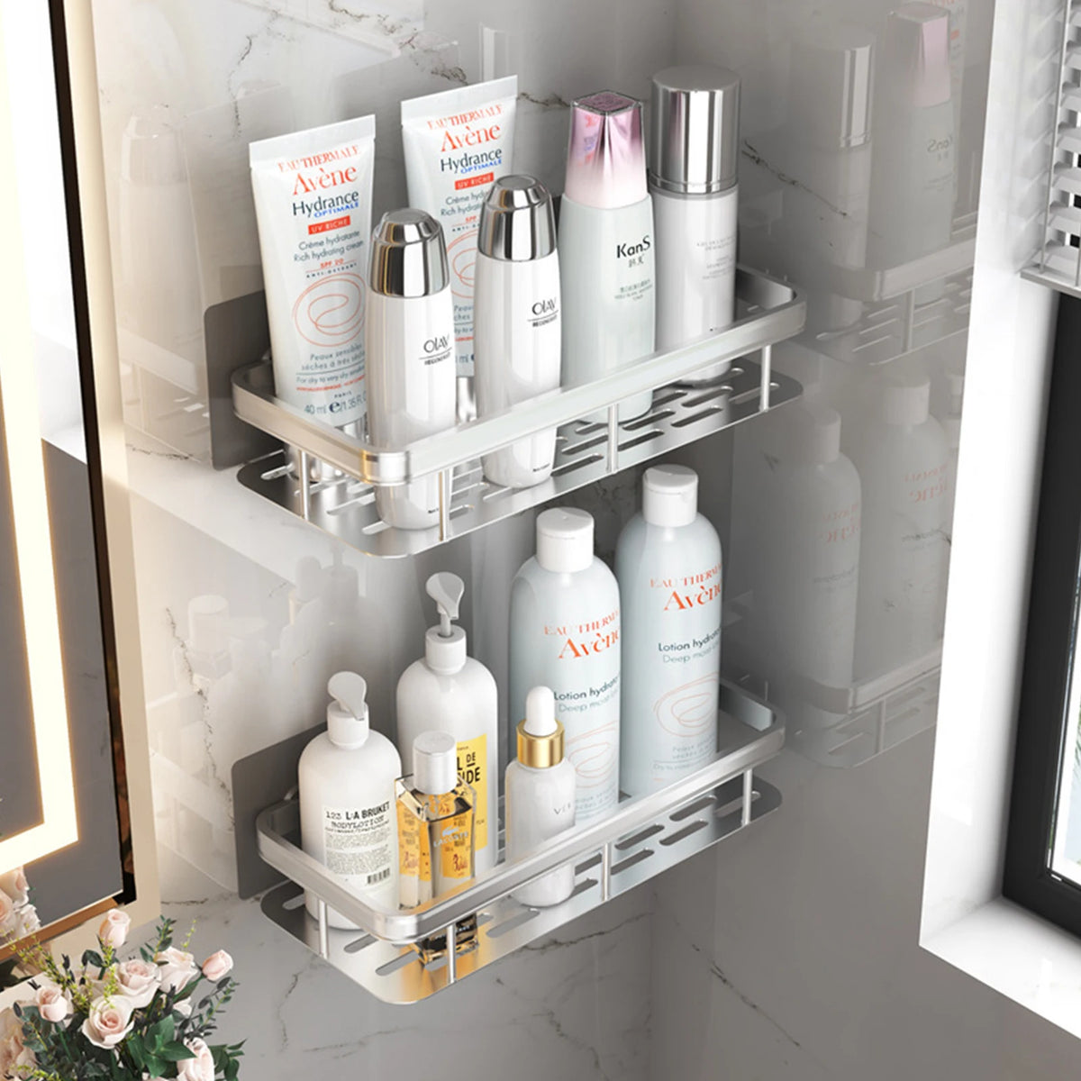 Stainless Steel Shower Rack - Anti-Rust Suction Cup Storage Organizer for Bathroom, Everstock