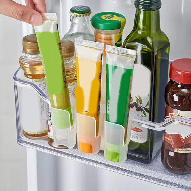 Fridge Door Storage Rack - Clip-On Clear Organizer Shelf for Sauce Packets & Small Items, No Tools, Everstock