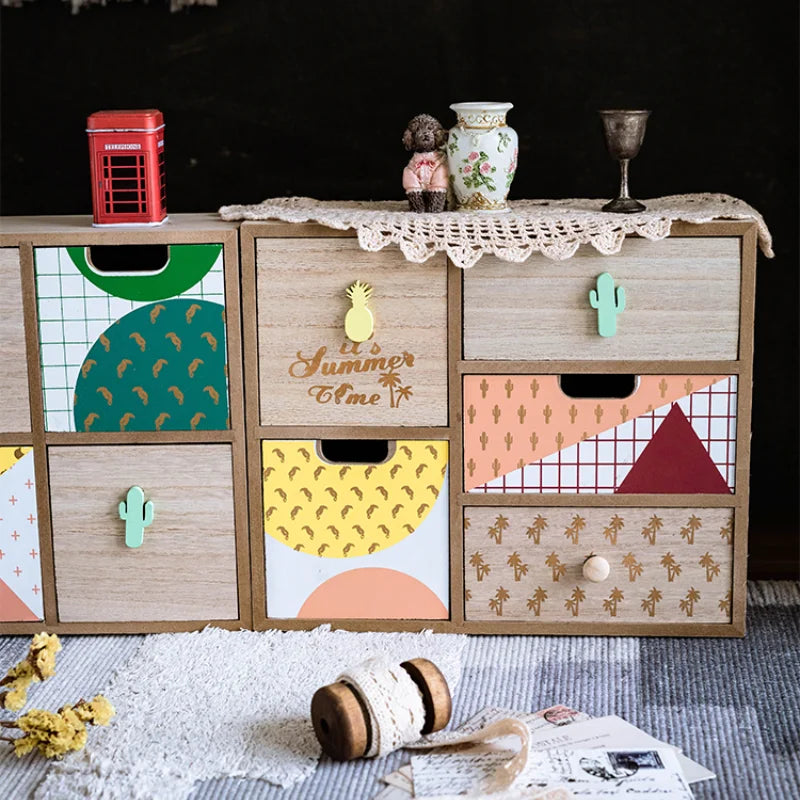 Wooden Storage Cabinet with Drawer - Handmade European Style Printed Chest for Bedroom Clothing & Sundries, Everstock