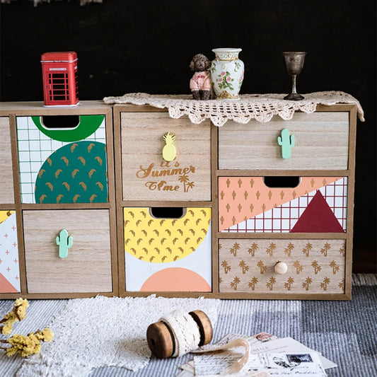 Wooden Storage Cabinet with Drawer - Handmade European Style Printed Chest for Bedroom Clothing & Sundries, Everstock