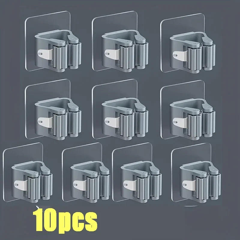 Traceless Wall Hanging Hook Rack - Waterproof Mop & Broom Organizer for Bathroom Storage, Everstock