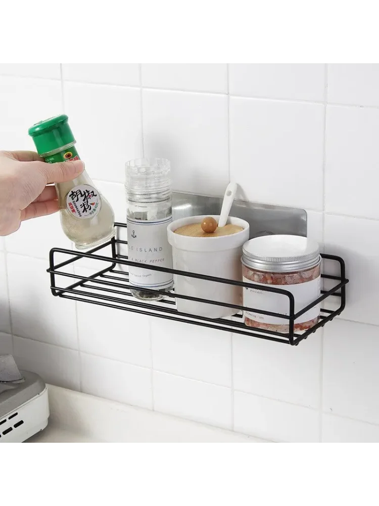 Black Iron Corner Shower Caddy - Punch-Free Wall-Mounted Storage Rack, Everstock