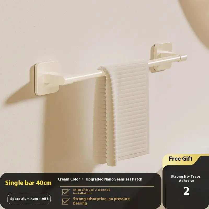 Two-Tier Towel Rack - Wall-Mounted Punch-Free Storage Shelf & Holder Bar for Bathroom, Everstock