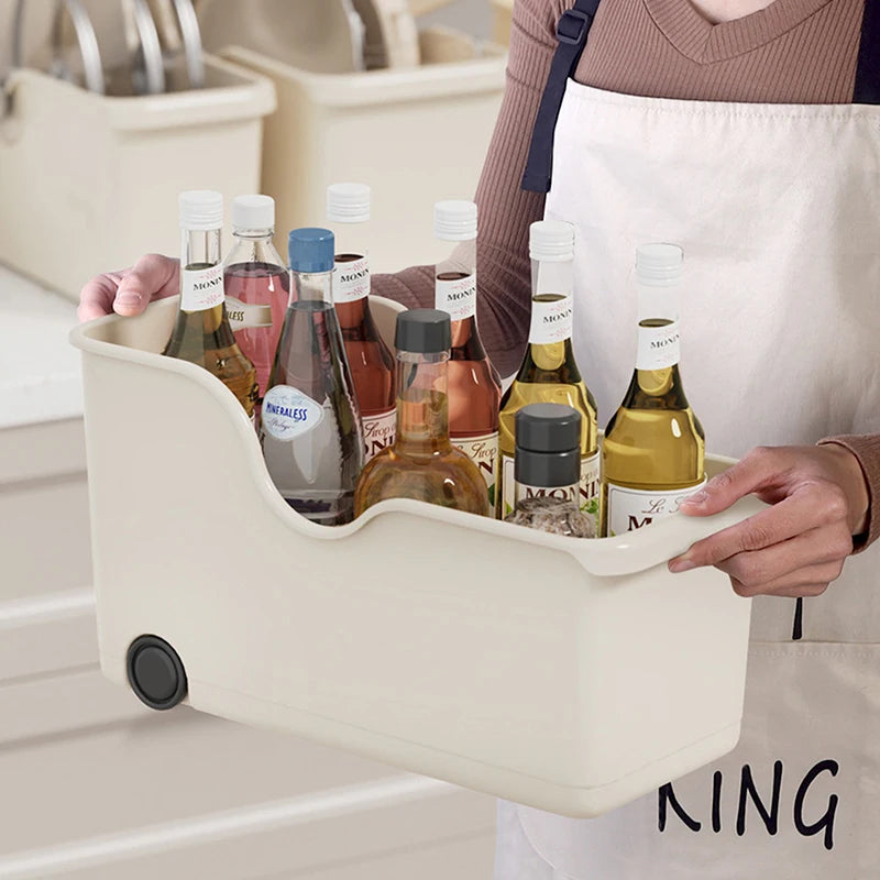 Rolling Storage Case with Wheels - Kitchen & Closet Organizer for Makeup, Seasoning Bottles & Sundries, Everstock
