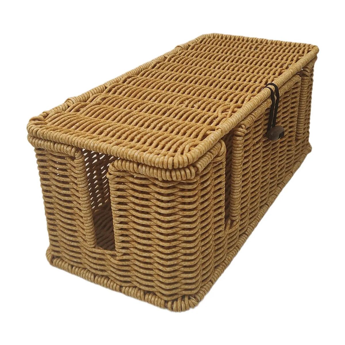 Cable Management Box - Handmade Rattan-Look Lidded Case for Power Strips and Loose Wires, Living Room, Everstock