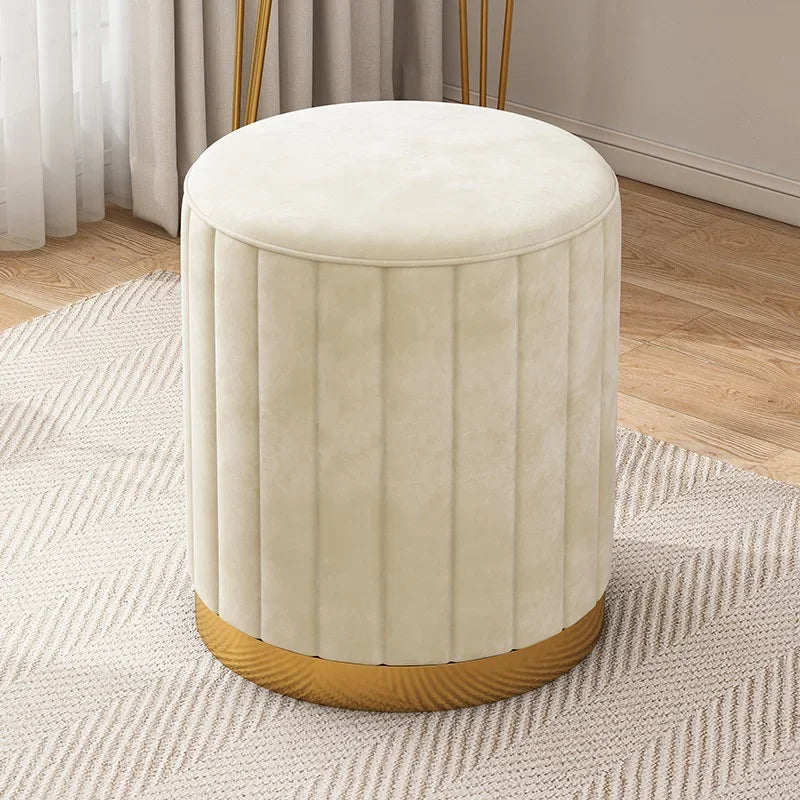 Round Storage Ottoman Stool - Cushioned Metal-Framed Vanity Seat with Hidden Storage for Bedroom Dressing Table, Everstock