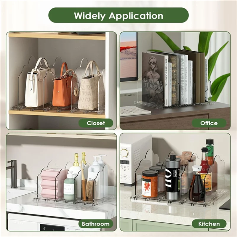 Purse Organizer for Closet - Adjustable Clear Shelf Divider for Handbag & Bag Storage, Bedroom & Office, Everstock