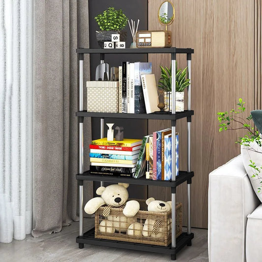 Multi-Tier Storage Rack - Free-Standing Plastic Shelf Unit with Open Tiers for Bathroom, Kitchen & Bedroom, Everstock