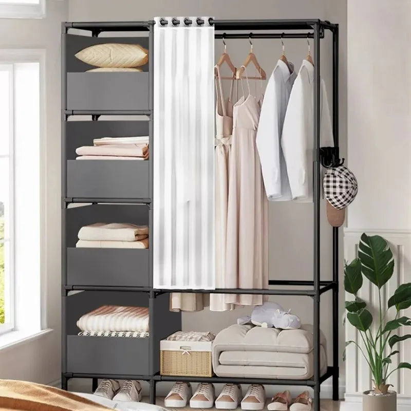 Closet Clothes Rail - Heavy Duty 19mm Steel Garment Rack with 160cm Hanging Area for Wardrobe Storage, Everstock