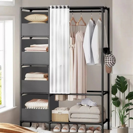 Closet Clothes Rail - Heavy Duty 19mm Steel Garment Rack with 160cm Hanging Area for Wardrobe Storage, Everstock