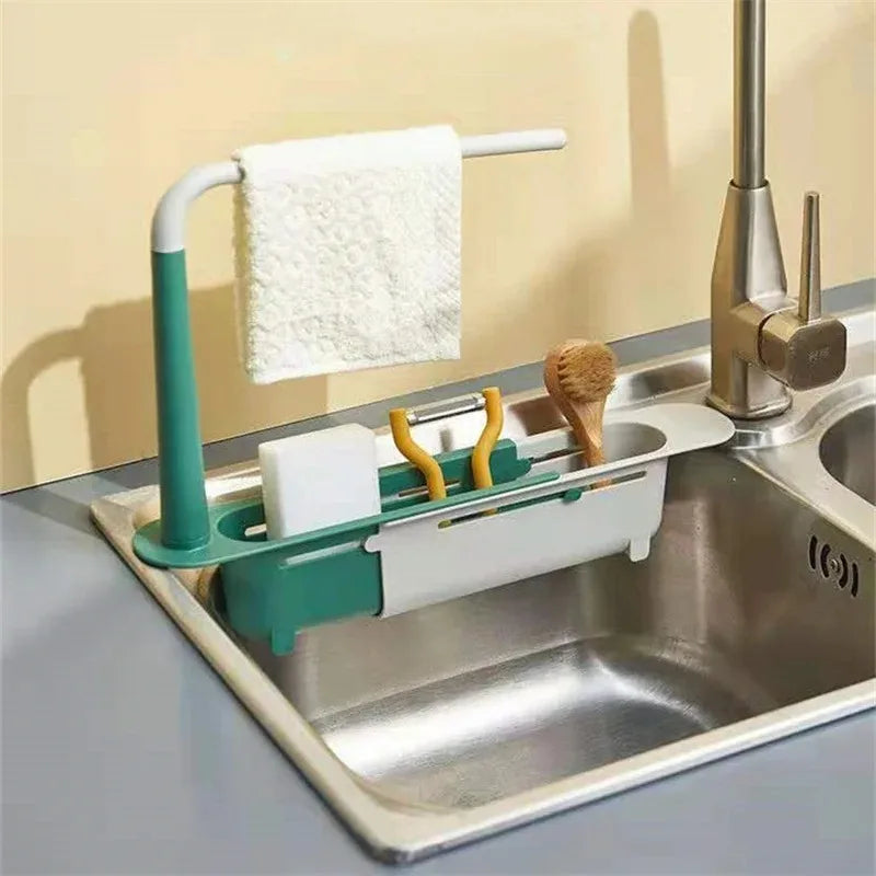 Expandable Sink Organizer Rack - Telescopic Shelf for Soap, Sponges & Towels Over the Faucet, Kitchen, Everstock