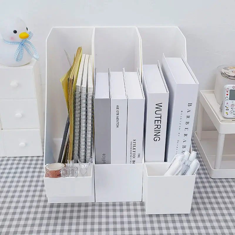 Desk Organizer with Bookend - Plastic Desktop Storage Box for Books, Files & Student Study Desks, Everstock