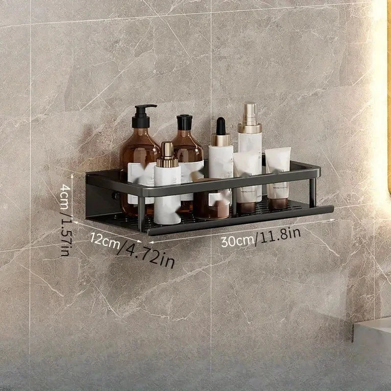 Black Shower Room Storage Rack - Toiletries Shelf Organizer for Bathroom Items, Everstock