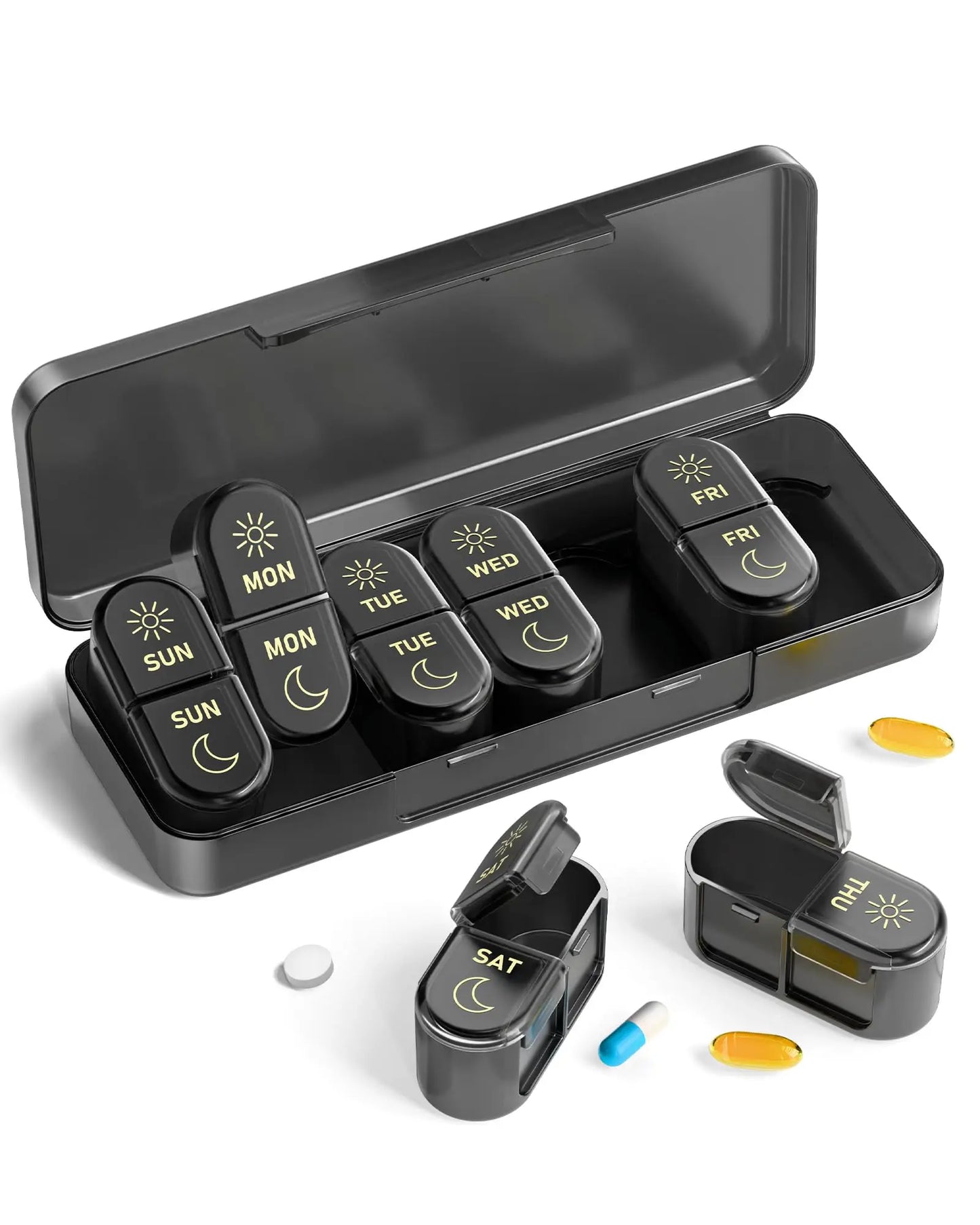 7-Day Pill Storage Case - AM & PM Weekly Organizer Box for Travel & Daily Use, Everstock