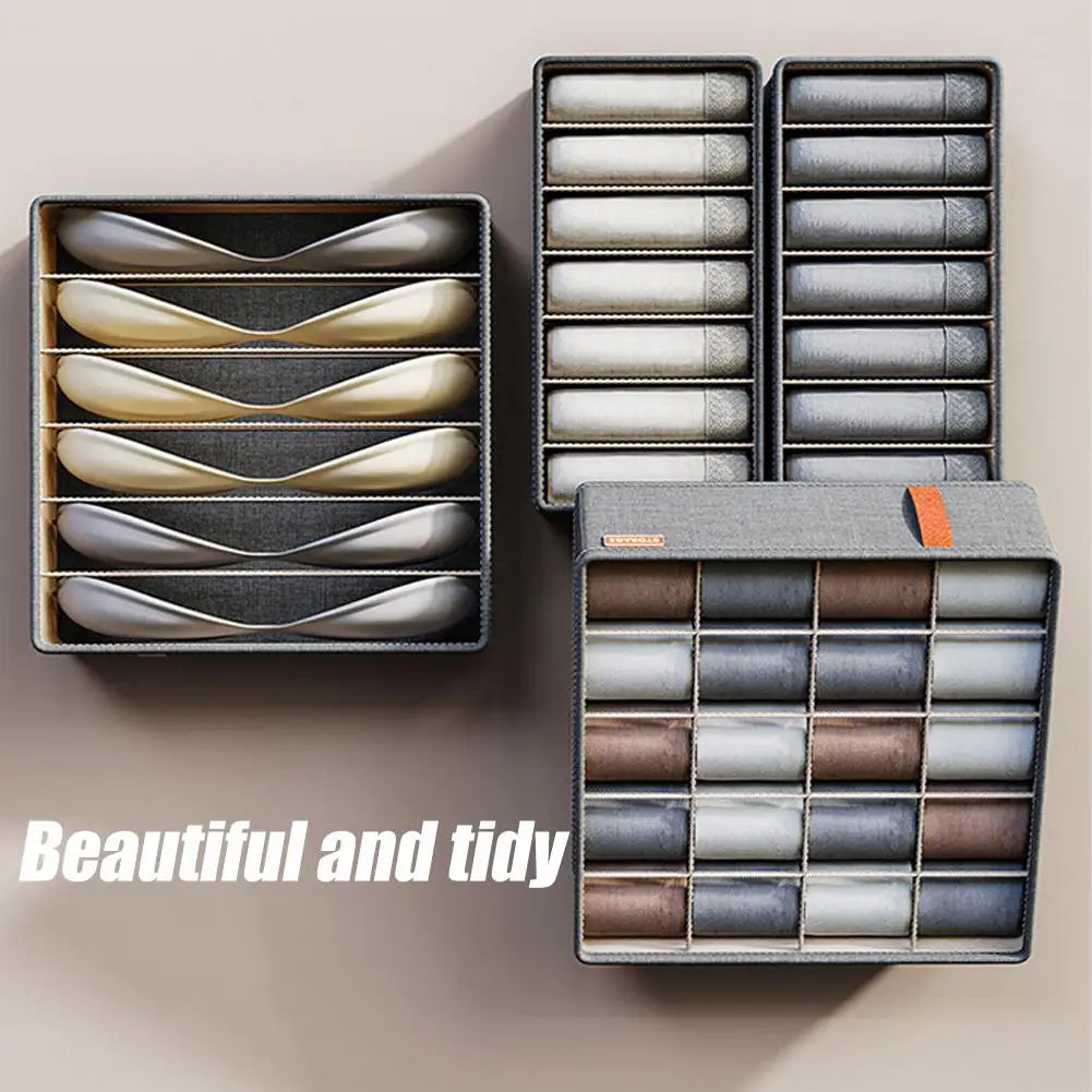 Drawer Underwear Organizer Set - Foldable Oxford Cloth Storage Boxes with 6, 7 or 20 Grids for Wardrobe Socks & Bras, Everstock
