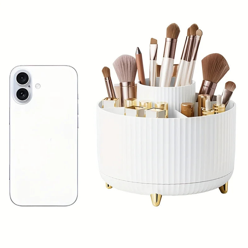 Rotating Pen Holder - 5 Compartment 360 Degree Desk Organizer in ABS Plastic for Pens, Rulers and Scissors, Everstock