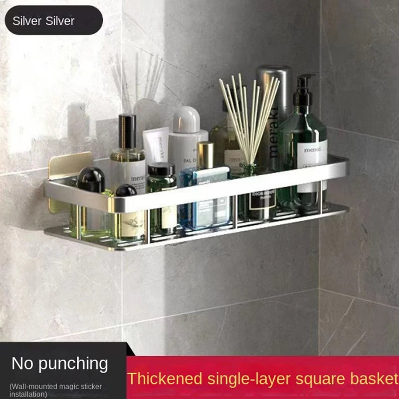 No-Drill Corner Shower Shelf - Wall Mount Rack, Shampoo Holder, Punch-Free Install for Bathroom & WC, Everstock