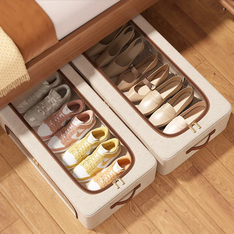 Foldable Shoe & Hat Storage Bins - Stackable Under-Bed Organizer for Closet Clothes Storage, Everstock