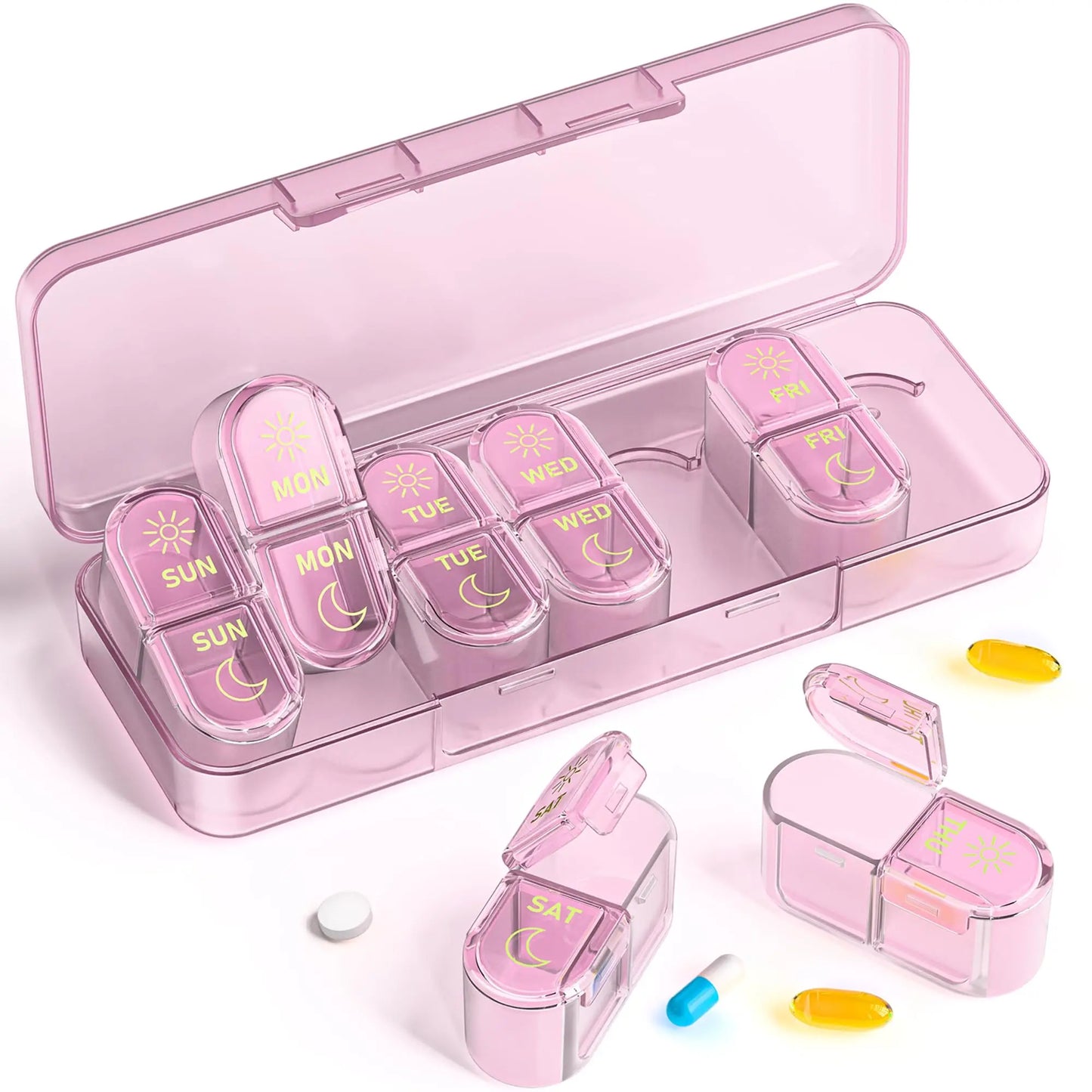 7-Day Pill Storage Case - AM & PM Weekly Organizer Box for Travel & Daily Use, Everstock