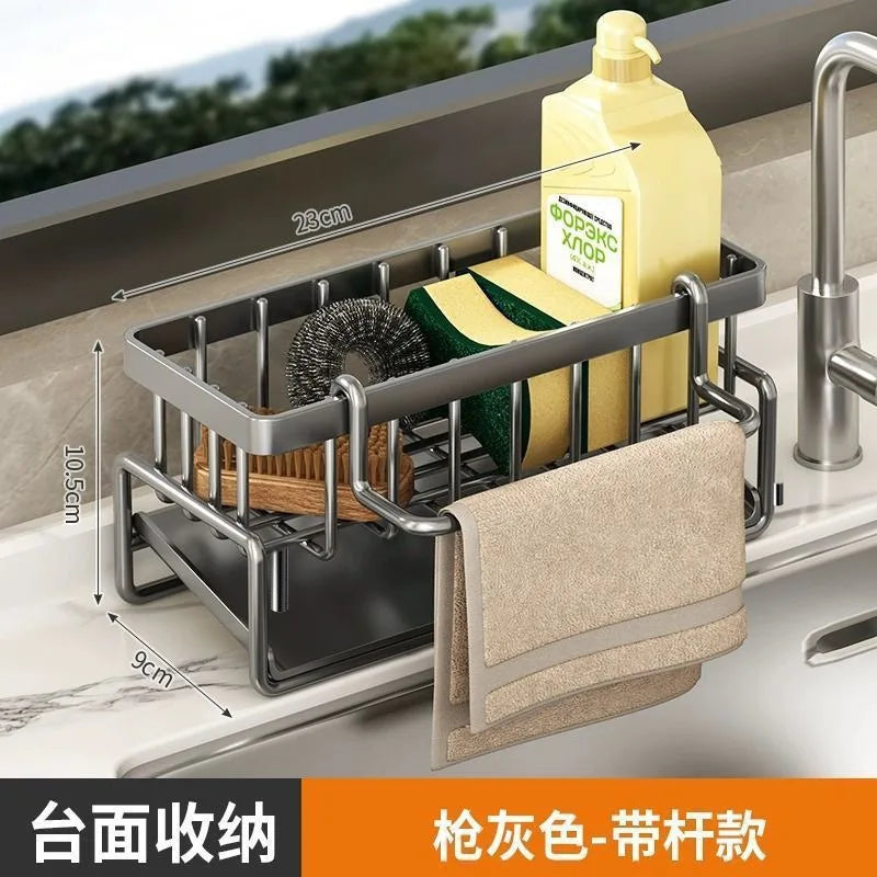Sponge Holder Sink Organizer - Draining Rack with Hanging Hook for Dish Cloths & Scrubbers, Kitchen Sink, Everstock