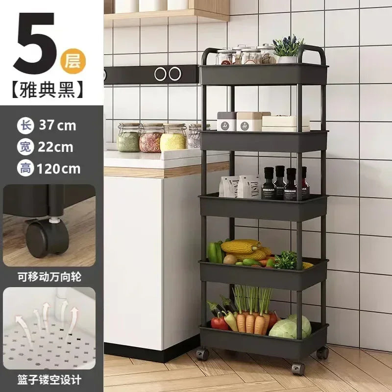 Multi-Layer Rolling Storage Cart - Mobile Trolley Rack for Bathroom, Kitchen & Bedroom Floor Storage, Everstock
