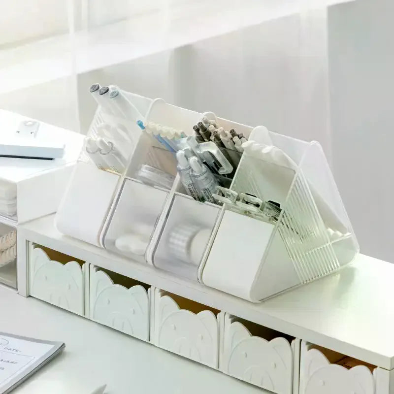 Clear Desk Organizer - Multi-Compartment Slots for Pens & Writing Instruments in Home & Office, Everstock