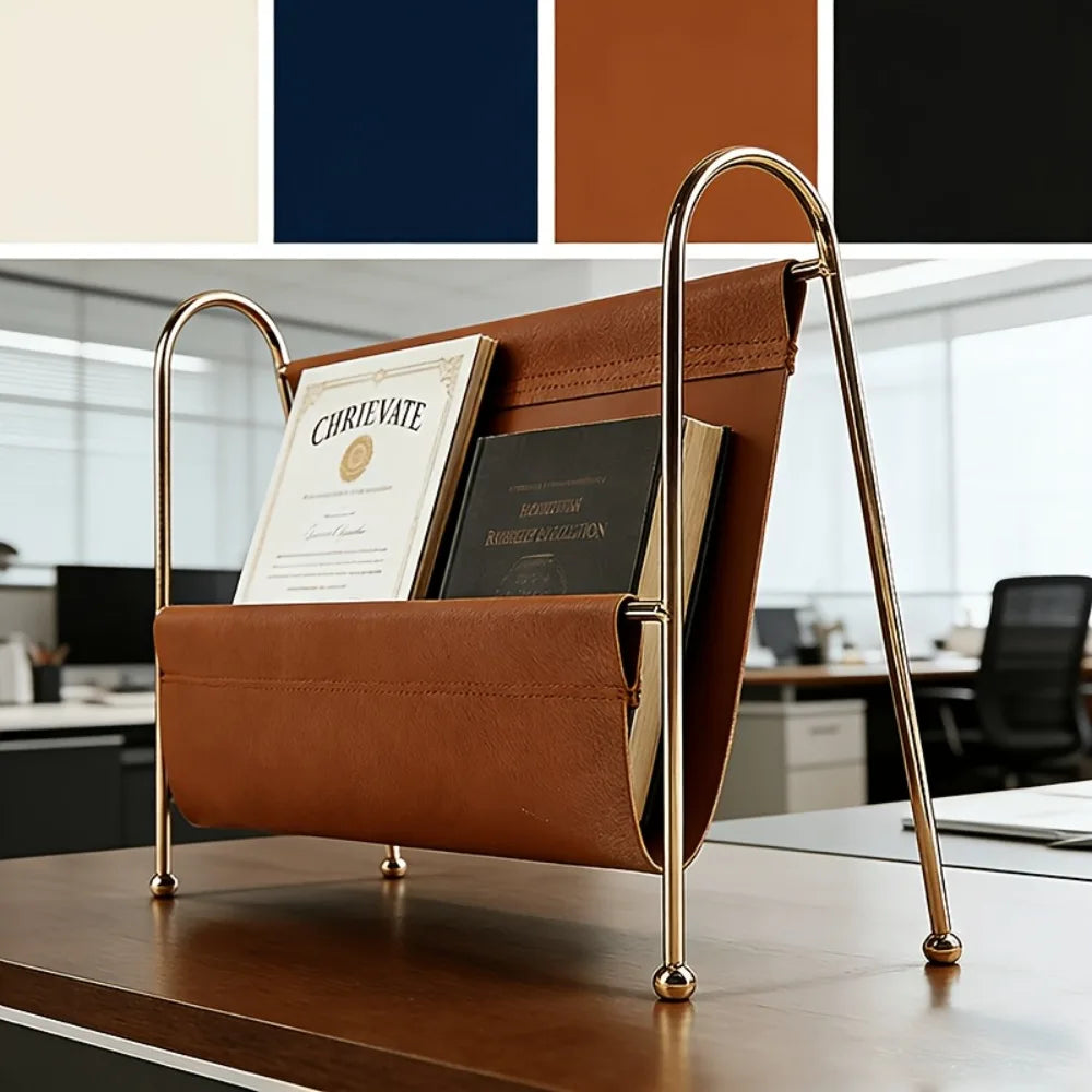 Gold Metal Desktop Organizer - Wire Frame Storage Holder for Home Office Accessories, Everstock
