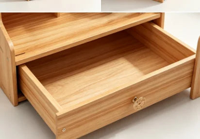 Wooden Desk Organizer with Drawer - Large Capacity Pen Holder and Stationery Storage Box for a Home Office Desk, Everstock