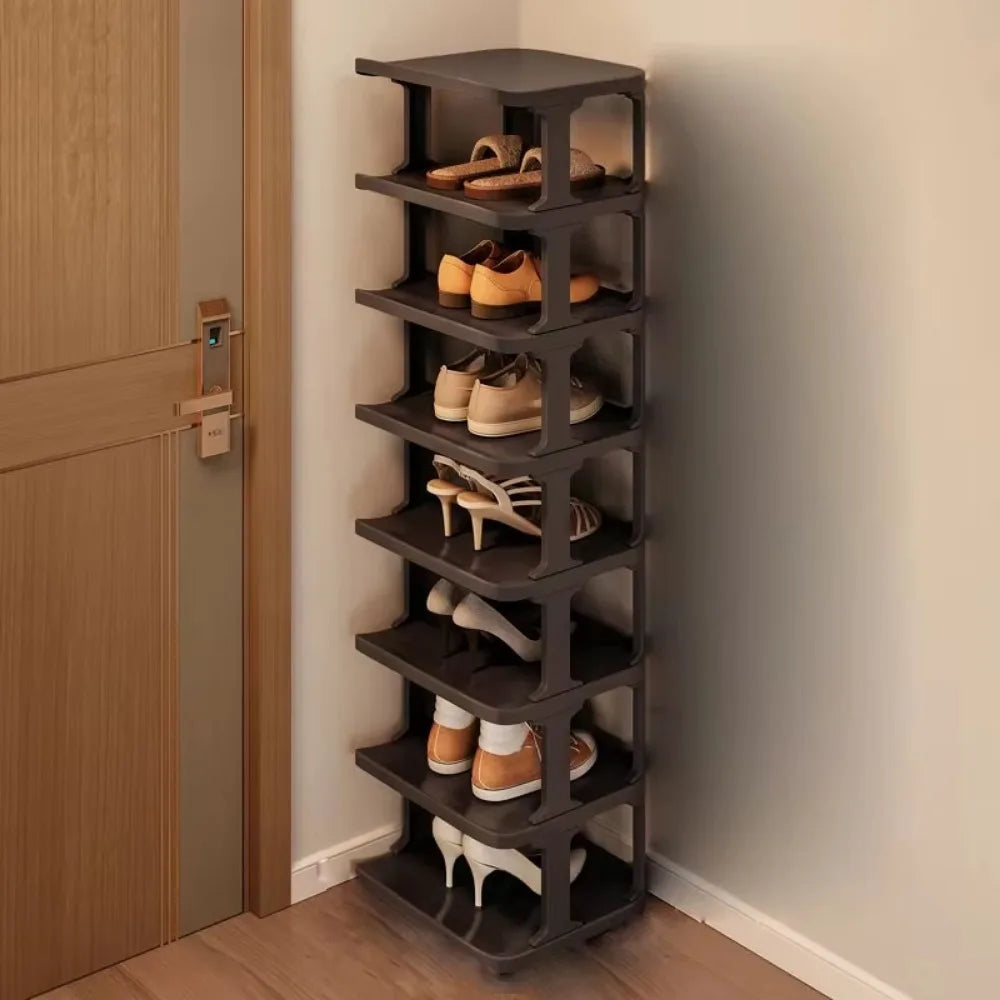 Removable Vertical Shoe Rack - Stackable 2 to 8 Layer Plastic Shoe Organizer with Open Shelves, Everstock
