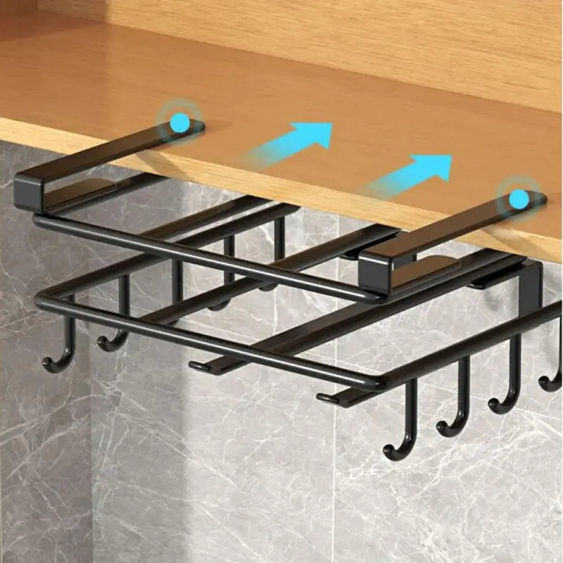 Under-Cabinet Hanging Organizer Rack - Steel Hook Shelf for Paper Towels, Cutting Boards & Pot Lids, Kitchen, Everstock