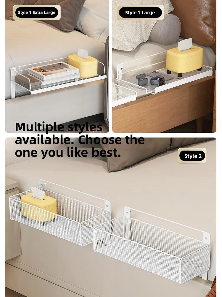 Bedside Storage Rack - No-Drill Bed Mounted Basket for Phones, Books and Bunk Beds, Everstock