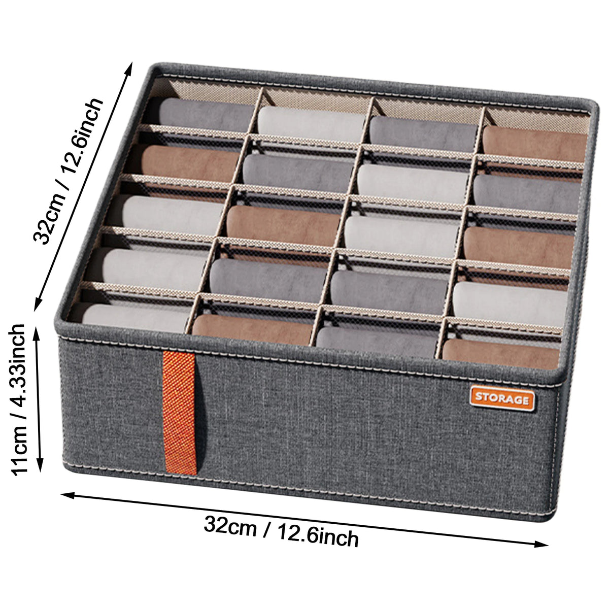 Underwear Drawer Organizer - Non-Woven Fabric Storage Boxes for Socks, Bras & Clothing in Dresser and Wardrobe, Everstock