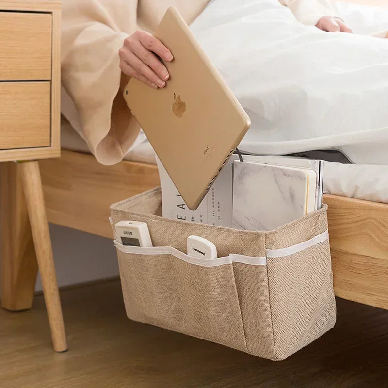 Bedside Hanging Storage Caddy - Waterproof Polyester Cotton Pocket Organizer for Crib Rails, Dorm Bunks and Nightstands, Everstock